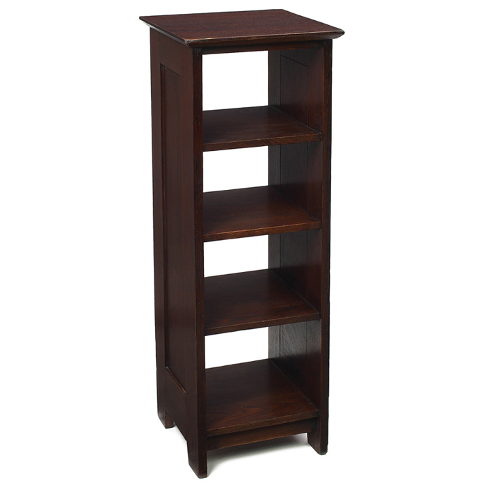 Appraisal: Gustav Stickley magazine stand four shelves supported by paneled sides