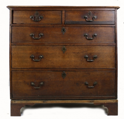 Appraisal: Georgian oak chest of drawers two small and three long