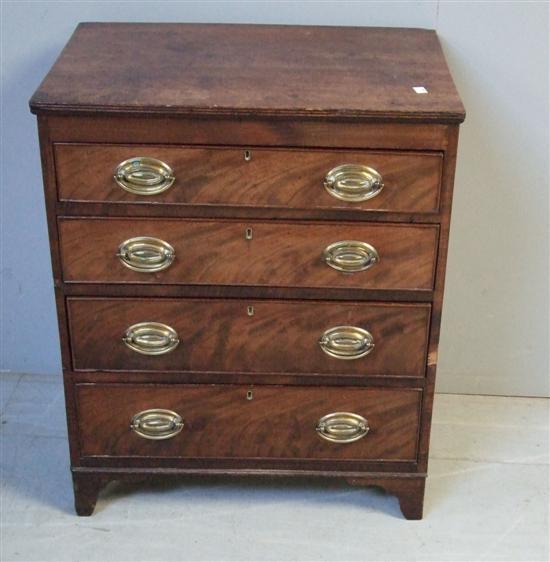 Appraisal: George III mahogany chest of four drawers on bracket base