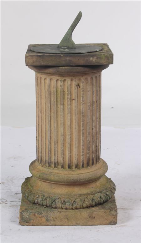 Appraisal: A th century terracotta garden sundial the associated bronze dial