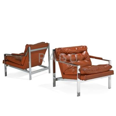 Appraisal: MILO BAUGHMAN - THAYER COGGIN Pair of Angle Bar lounge