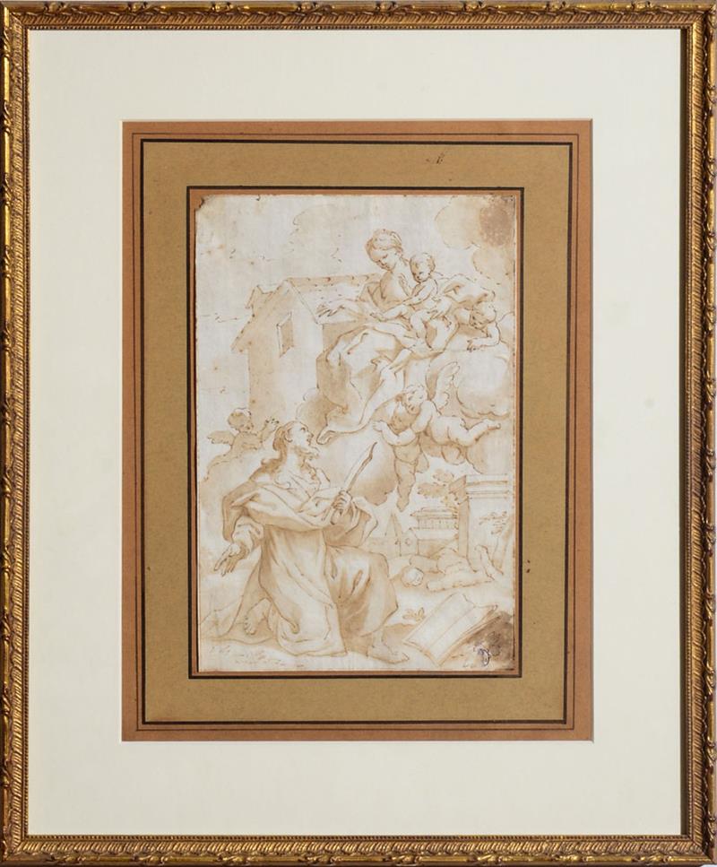 Appraisal: ITALIAN SCHOOL REPENTANCE Ink and wash on paper unsigned with