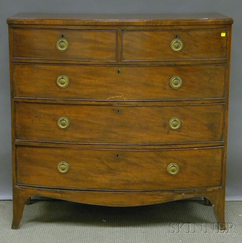 Appraisal: Regency Mahogany Bowfront Bureau ht wd in