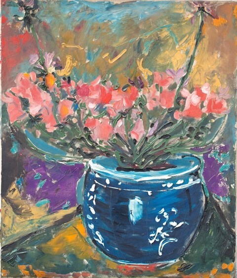 Appraisal: Luis Canizares b Still life of blossom in a jardiniere