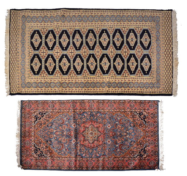 Appraisal: A MODERN TURKISH PASTEL BLUE AND ROSE RED RUG with