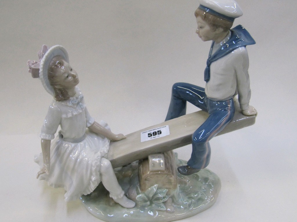 Appraisal: Lladro figure 'Seesaw' retired and sculpted by Vicente Martinez minor