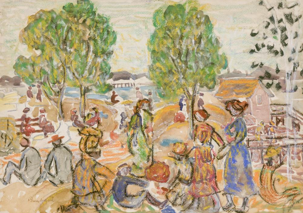 Appraisal: MAURICE PRENDERGAST American - Picnic watercolor and pastel on paper