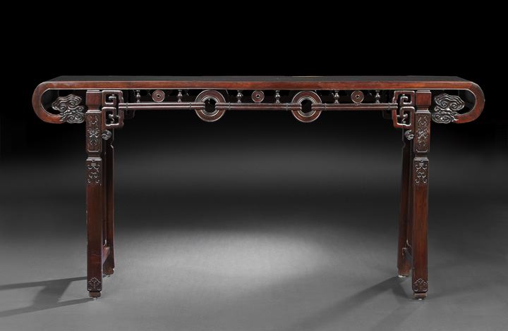 Appraisal: Large Chinese Rosewood Altar Table mid- th century the rectangular