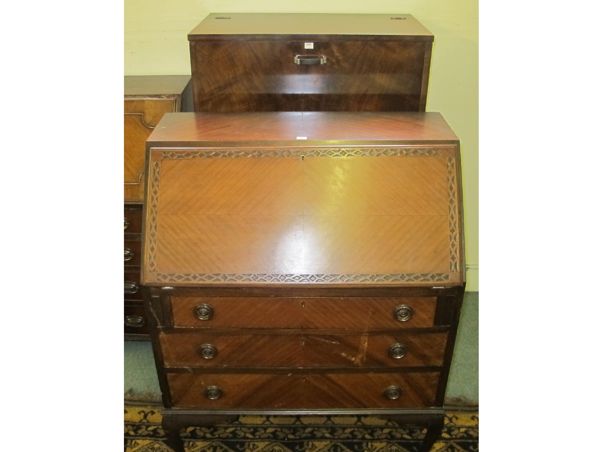 Appraisal: Mahogany drinks cabinet a bureau and a bookcase