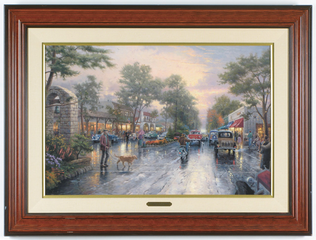 Appraisal: THOMAS KINKADE COLOR PRINT ON CANVAS heightened with oil in