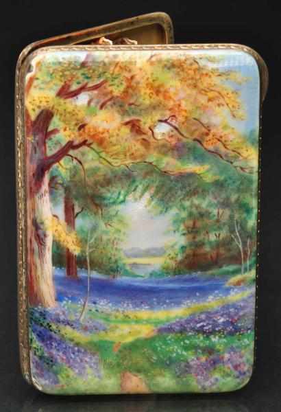 Appraisal: Silver Enameled Cigarette Case Marked HCF LD Shows a landscape