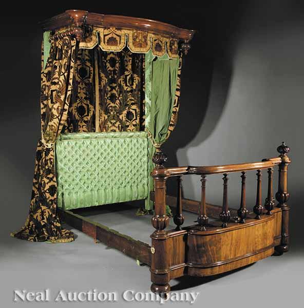 Appraisal: A William IV Carved Mahogany Half-Tester Bedstead th c shaped