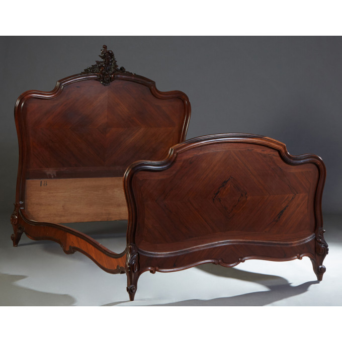 Appraisal: French Louis XV Style Carved Rosewood Double Bed early th