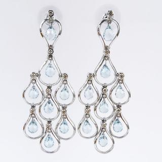 Appraisal: Briolette Cut Blue Topaz Diamond and Karat White Gold Chandelier