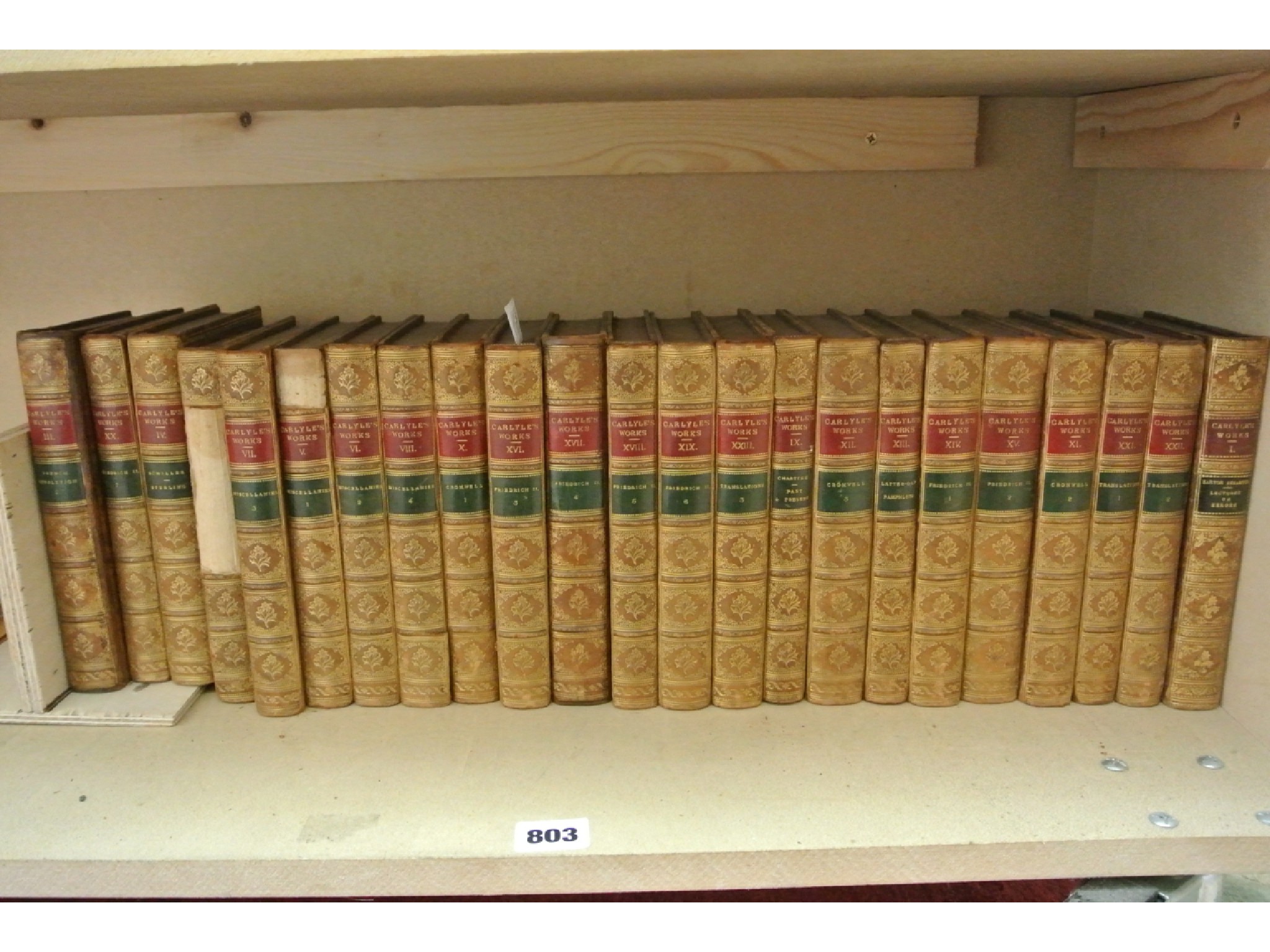 Appraisal: Twenty three volumes of Carlyle's Works published by Chapman Hall