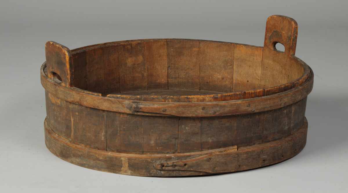 Appraisal: Early th Cent Wooden Apple Tub w Handles Condition Old