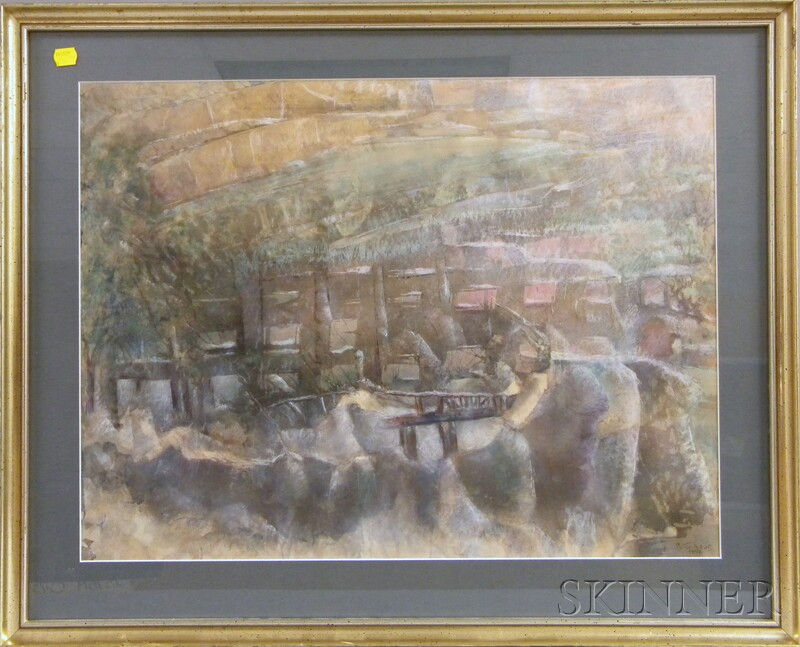 Appraisal: Peter Mo r Hungarian American - Riverscape with Dam Signed