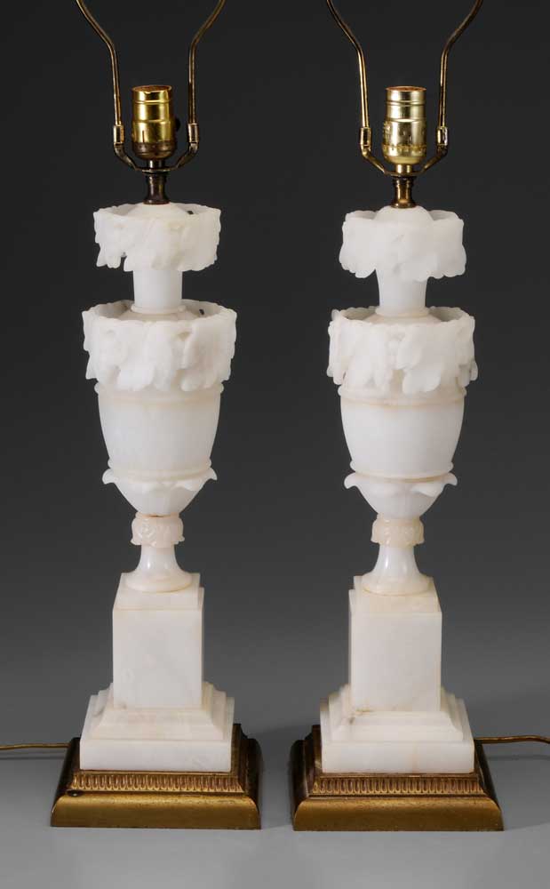 Appraisal: Pair Marble Lamp Bases marble element - in with gilt