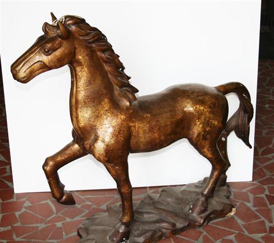 Appraisal: Bronze garden figure of striding horse H L