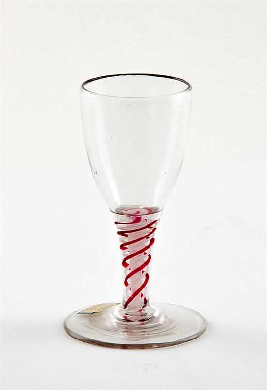 Appraisal: Fine Georgian color-twist drinking glass circa colorless glass stem with