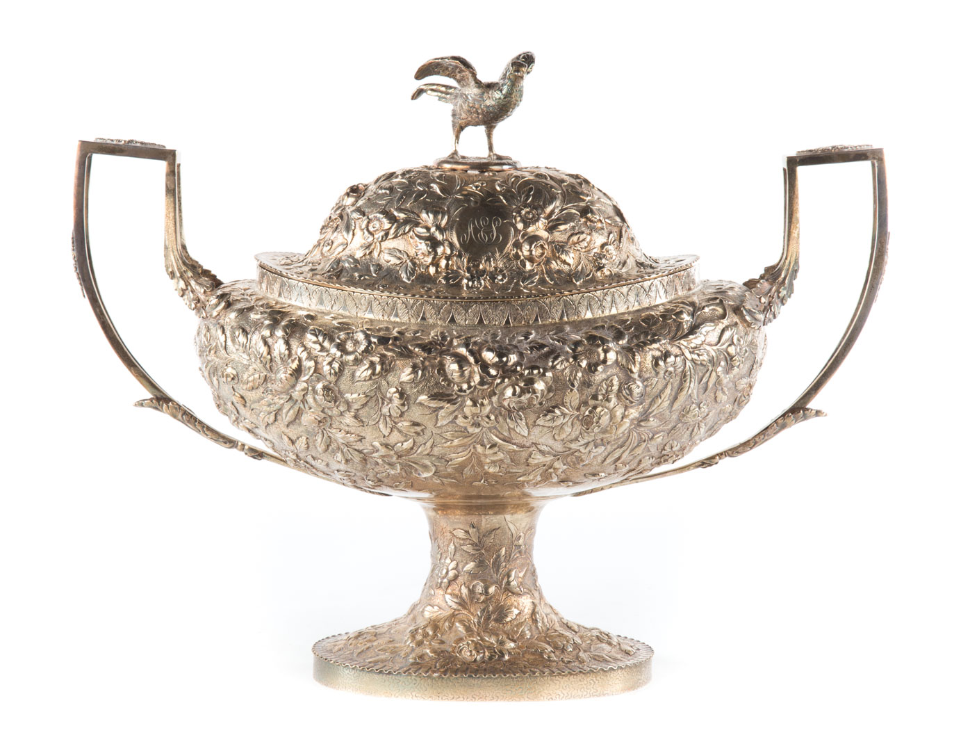 Appraisal: S Kirk Son repousse coin silver lidded tureen circa in