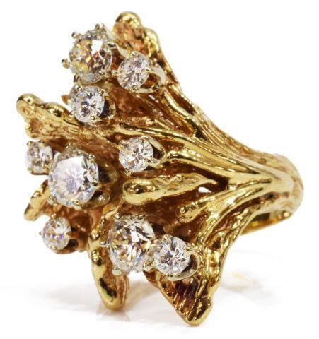 Appraisal: Estate kt yellow gold ring set with brilliant and transitional