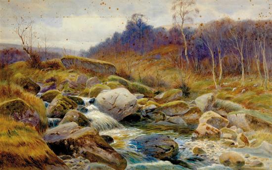 Appraisal: JH Cole British late th century AUTUMN LANDSCAPE WITH RIVER