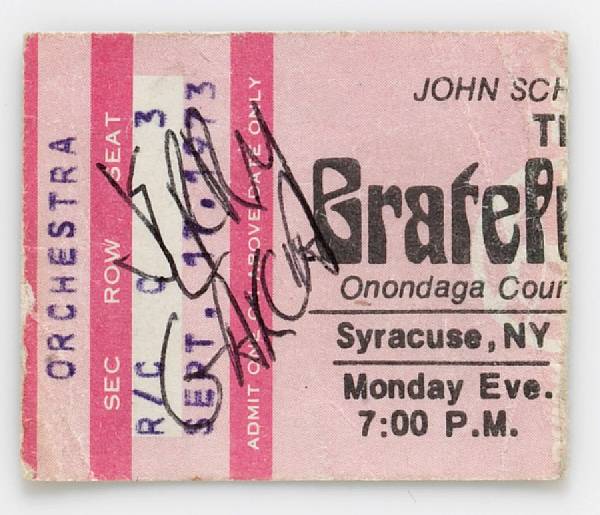 Appraisal: A Jerry Garcia signed Grateful Dead ticket stub From the