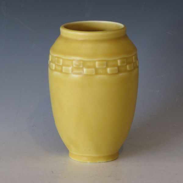 Appraisal: Rookwood vase with checkerboard bank in matte yellow from Marked