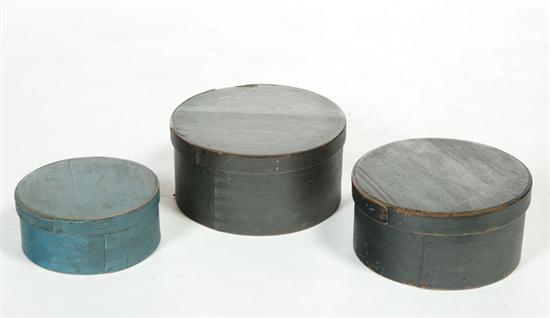 Appraisal: THREE PANTRY BOXES American nd half- th century bentwood Round