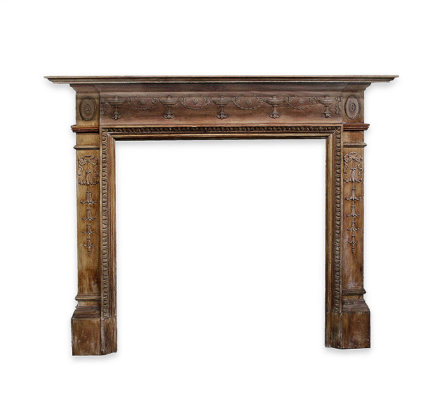 Appraisal: A GEORGIAN STYLE PINE FIRE SURROUND with neo classical decoration