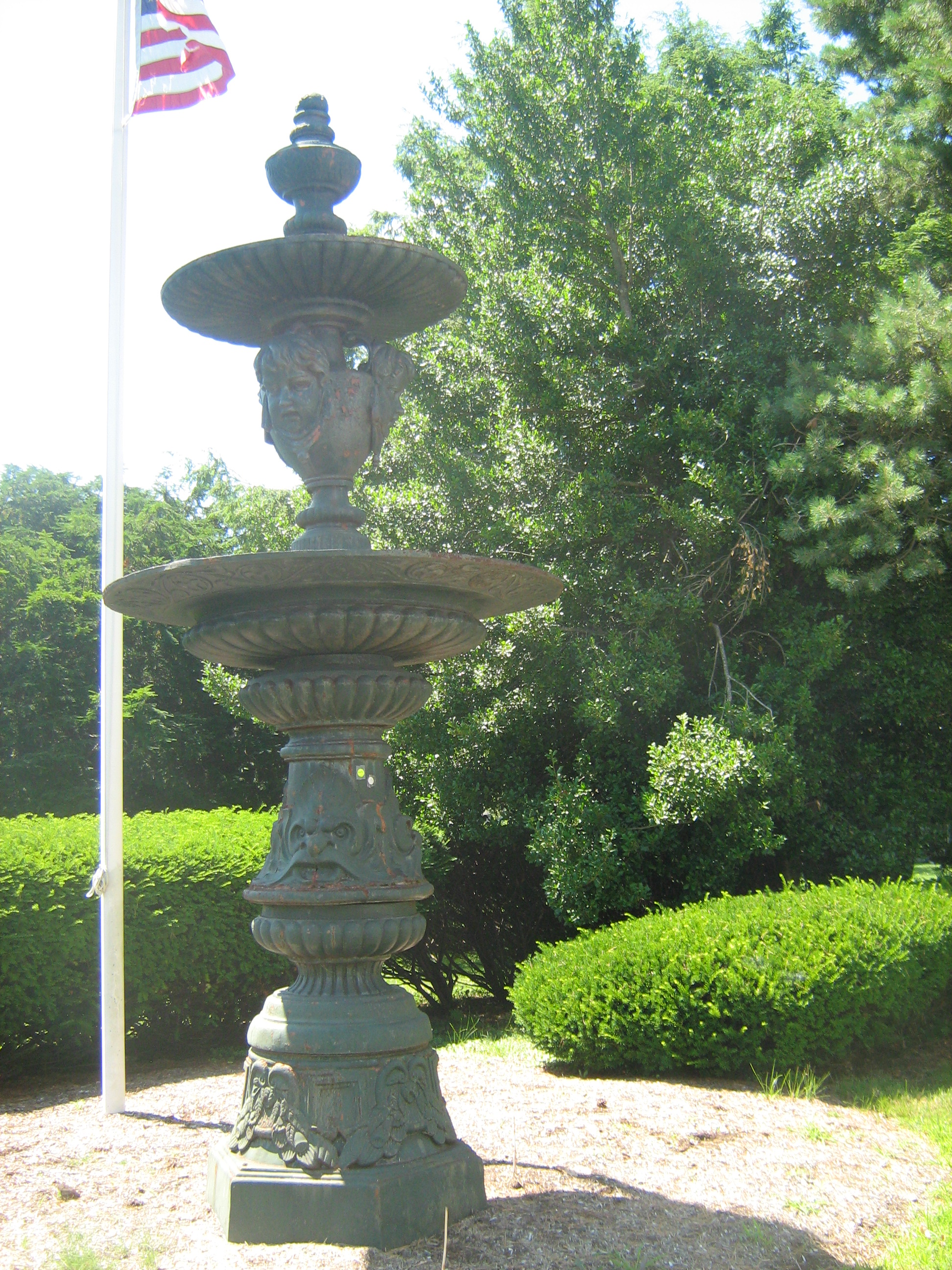 Appraisal: - Large Green Painted Cast Iron Fountain Large green painted