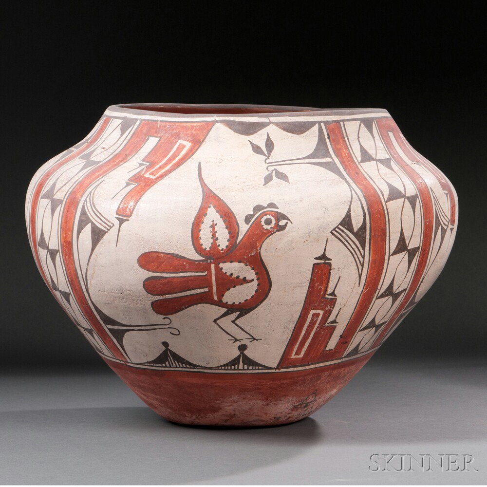 Appraisal: Large Zia Polychrome Pottery Jar with geometric and floral devices