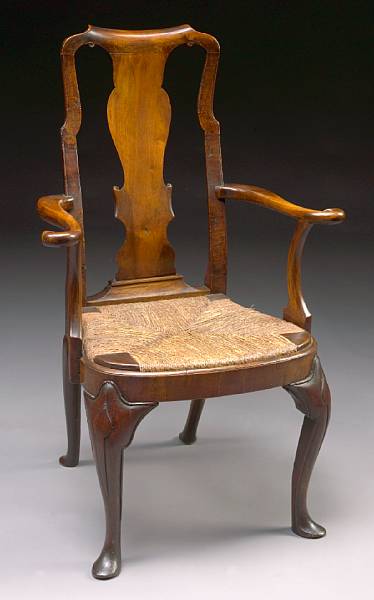 Appraisal: A George I walnut armchair first quarter th century The