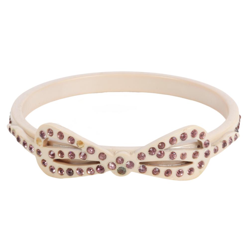 Appraisal: PALE PURPLE CELLULOID FLAPPER BOW BANGLE BRACELET STUDDED WITH DEEP