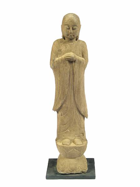 Appraisal: A Chinese Ming style carved stone figure of a Lohan