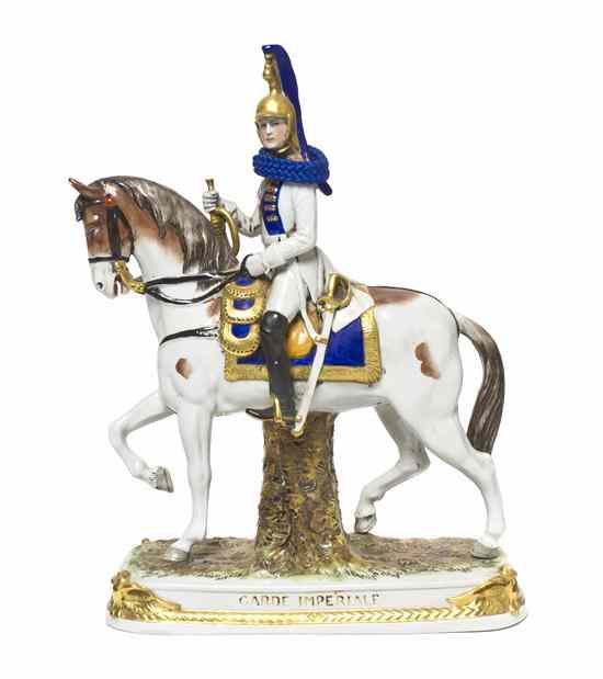 Appraisal: A Continental Porcelain Figural Group depicting a French Imperial Guard