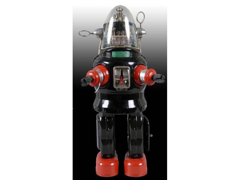 Appraisal: Japanese Battery-Operated Mechanized Toy Robot Description '' T Working Lights