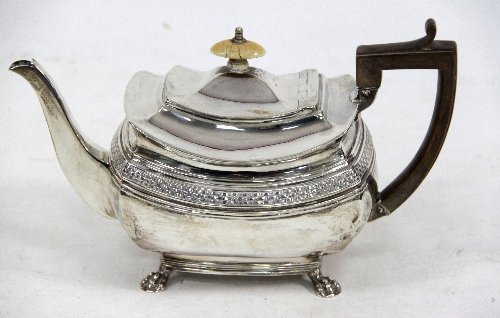 Appraisal: A silver teapot London of shaped rectangular form with bands