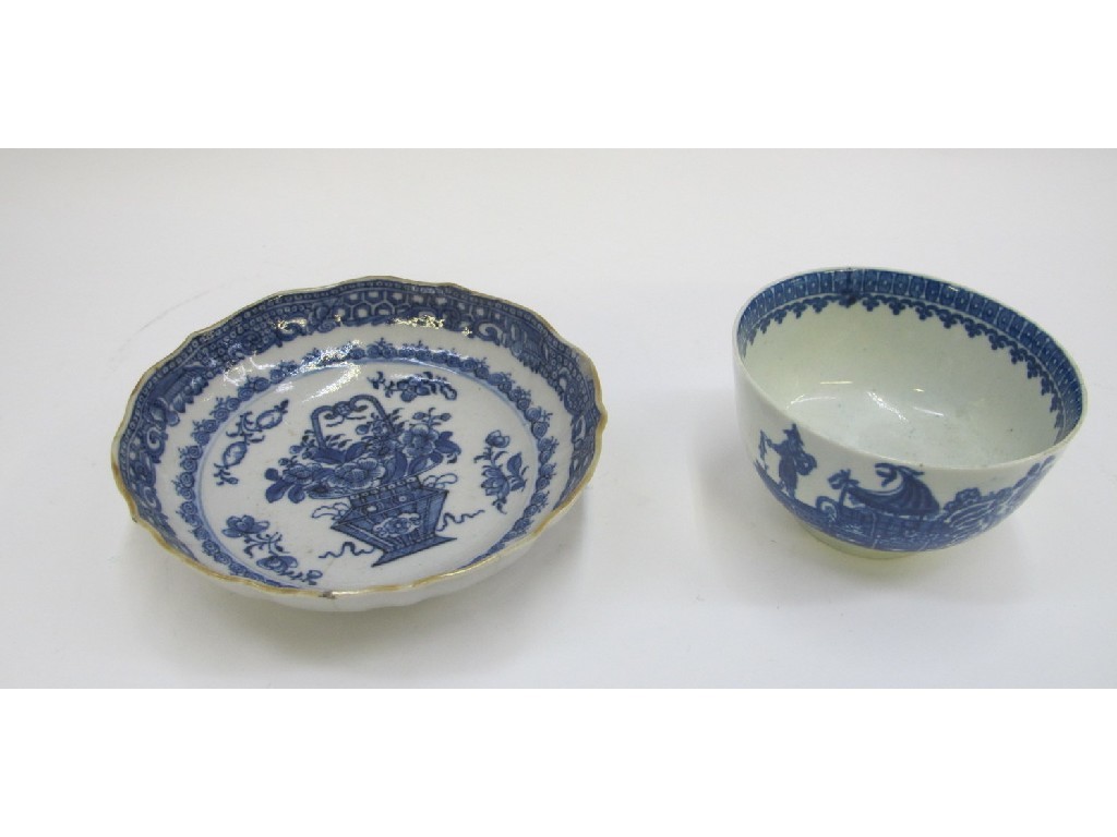 Appraisal: Caughley teabowl and a Chinese Export saucer some def