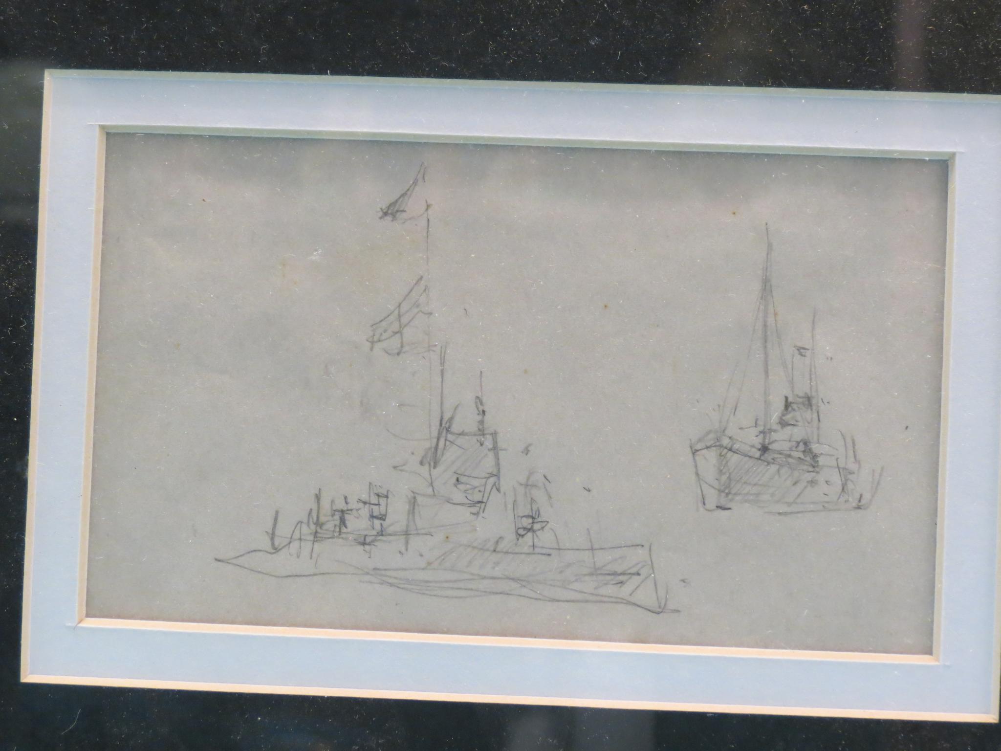 Appraisal: W L Wylie - pencil sketch two ships unsigned authenticated