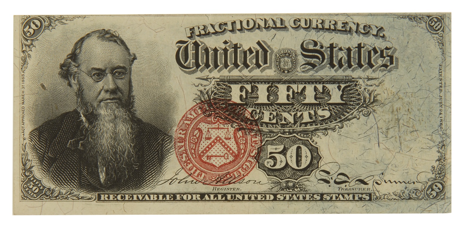 Appraisal: -CENT U S FRACTIONAL PAPER CURRENCY NOTE With Stanton at