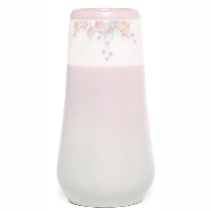 Appraisal: Rookwood vase Vellum glaze with a nicely painted cherry blossom