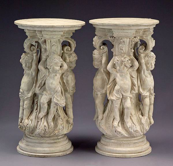 Appraisal: A pair of Italian Baroque style carved wood and polychrome