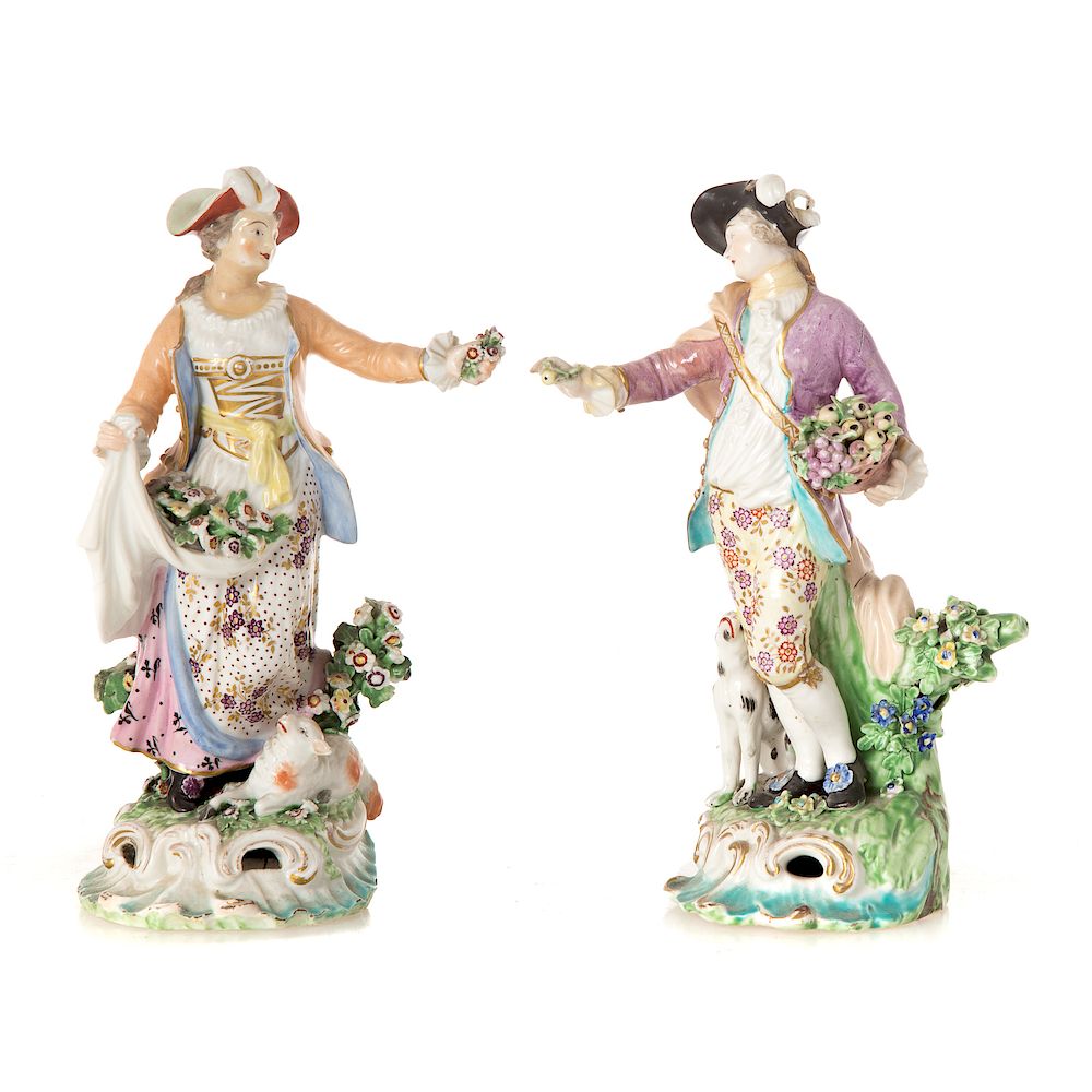 Appraisal: Pair Derby soft paste flower gatherers third quarter- th century