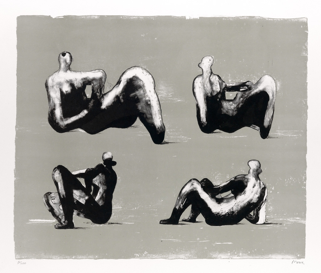 Appraisal: HENRY MOORE Four Reclining Figures Color lithograph x mm x