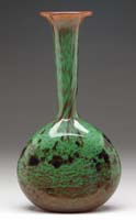 Appraisal: SCHNEIDER BANJO VASE Mottled green and brown surface decoration with