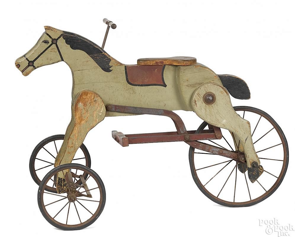 Appraisal: Dandy Dobbin painted articulated horse tricycle Dandy Dobbin painted wood