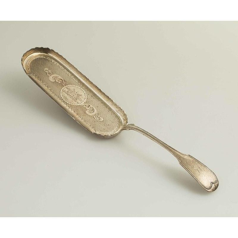 Appraisal: George Sharp Silver Crumber Silver monogrammed crumber by George Sharp