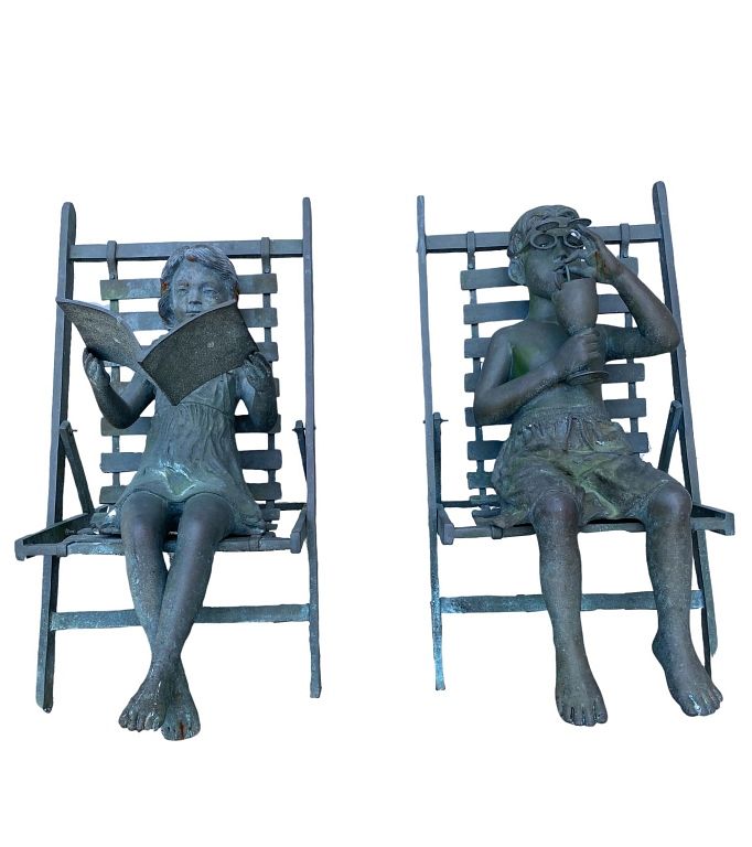 Appraisal: Pair of Bronze Children Pool Time Pair of Bronze Children